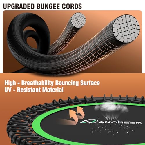 ANCHEER Fitness Trampoline,40"/48" Bungee Rebounder with Adjustable Handle - color: Green