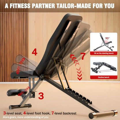 ALSO GO Adjustable Workout Bench for Home Gym, Strength Training Bench