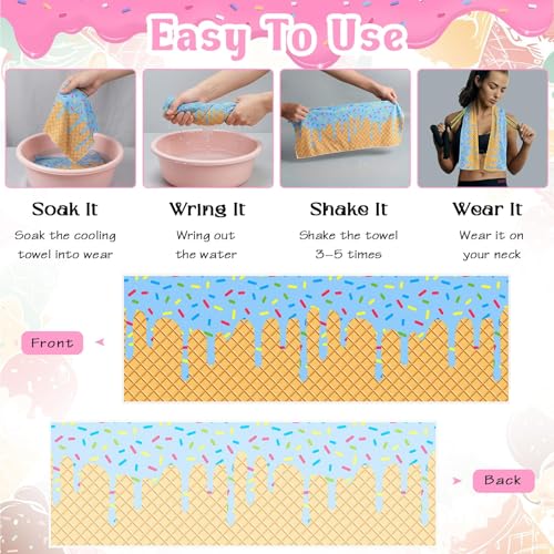 12 Pcs Mini Ice Cream Drip Baseball Party Favor Cooling Towel Gift 30 x 9 Inch Microfiber Ice Cream Drip Cooling Towels Sweat Absorbent Baseball Team Gift for Hot Weather Workout Yoga Gym Coach