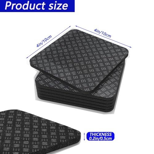 6PCS Treadmill Mats,High Density Equipment Pads 4 x 4 x 0.2 inch Double-Sided Non-Slip Exercise Equipment Mat for Floor Protection,Washing Machine Pads,Walking Pad,Exercise Bike,Home Gym etc.
