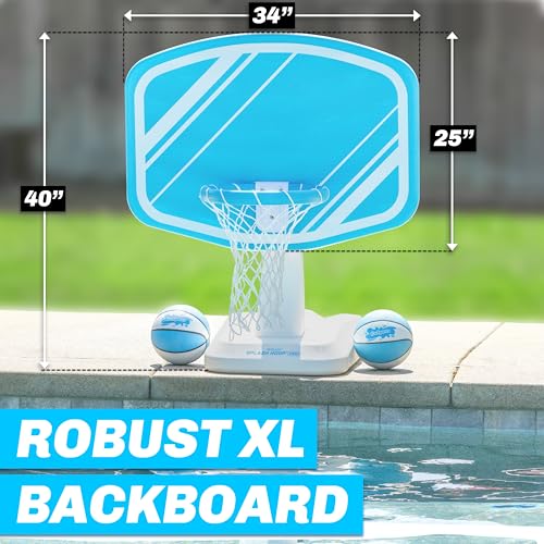 GoSports Splash Hoop PRO Pool Basketball Game – Modern Poolside Basketball Hoop with Backboard, Ball & Pump – Swimming Pool Basketball Hoop for Inground & Above Ground Pools - color: Aqua