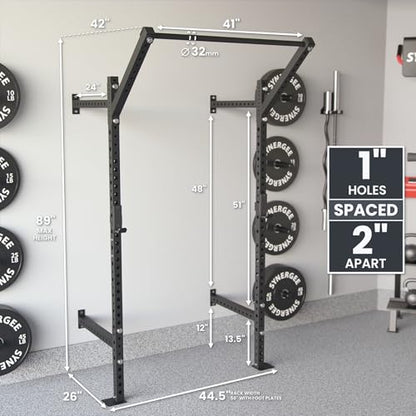 Synergee 2200 Series 79" Wall Mounted Squat Rack with J-Cups & Adjustable Pull Up Bar. Exercise Stand with 750lb Capacity. Free Standing Strength & Bodyweight Exercise Stand. - style: 89" Height