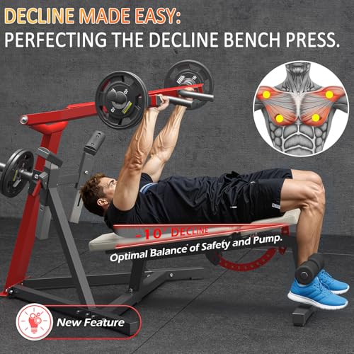 3-in-1 Adjustable Chest Press Machine, 1300LBS Bench Press Machine with Independent Converging Arms, Incline Decline Flat weight bench Home Gym Equipment