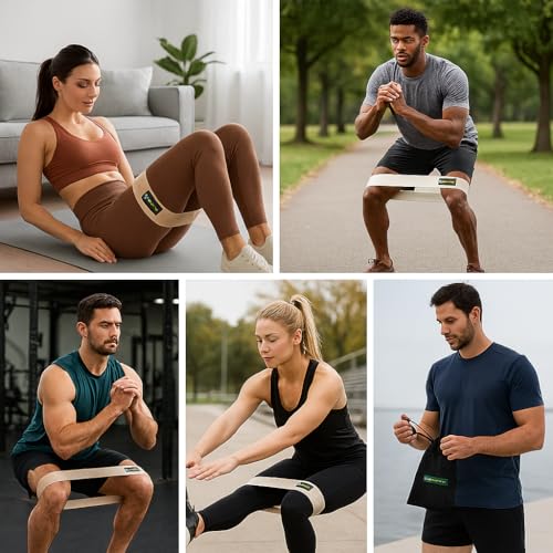 Fabric Resistance Bands for Women and Men, Booty Workout Bands Set of 3, Non-Slip Glute Exercise Bands for Legs and Home Gym Fitness