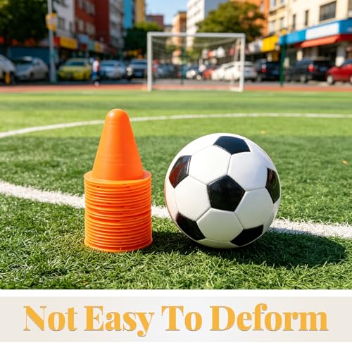 24pcs Football Drill Cones: Kids Soccer Agility Training Cones for Sports Practice Inline Roller Skating, Small Plastic Markers for Outdoor