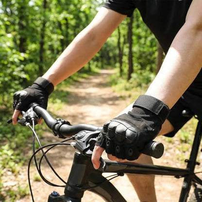 Fingerless Motorcycle Gloves for Men Women,Breathable TPU Protection,for Motorcycle Cycling ATV Riding Tactical Training Fitness Workout Black - size: Large
