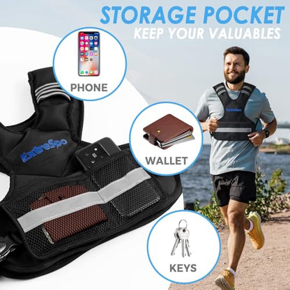 Adjustable Weighted Vest for Women and Men, 4-10lb/11-20lb/20-32lb Weight Vest with 6 Ironsand Weights, Body Weight Vest Exercise Set with Reflective Strip for Strength Training and Workout - size: 11-20lb