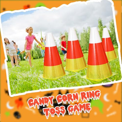 Candy Corn Ring Toss Game Plastic Cones 9 Inch Training Traffic Cones Sport Training Agility Field Marker for Youth Soccer Skating Practice