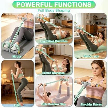 Multifunction Tension Rope, 6-Tube Elastic Yoga Pedal Puller Resistance Band, Natural Latex Tension Rope Fitness Equipment, for Abdomen/Waist/Arm/Leg Stretching Slimming Training - color: Gray Green
