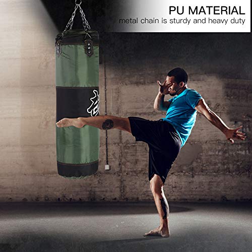Bnineteenteam Heavy Punching Bag,Training Boxing Bag with Chain for Adults Men Women(Empty) - color: Green, size: 100cm