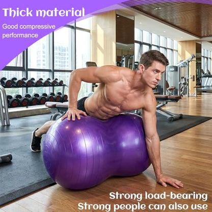 2PCS Peanut Balls 35.43×17.71 inch Exercise Yoga Pregnancy Ball with Pump, Anti Burst Physical Therapy Equipment for Labor Birthing Core Strength Training, Home Gym Fitness