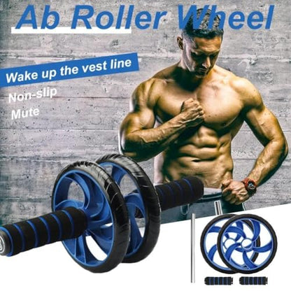 Abdominal Roller Wheels Ab Trainer with Knee Pad Core Workout Exercise Muscle Fitness Equipment Men Women for Home Office Gym Outdoors (Blue And Black)