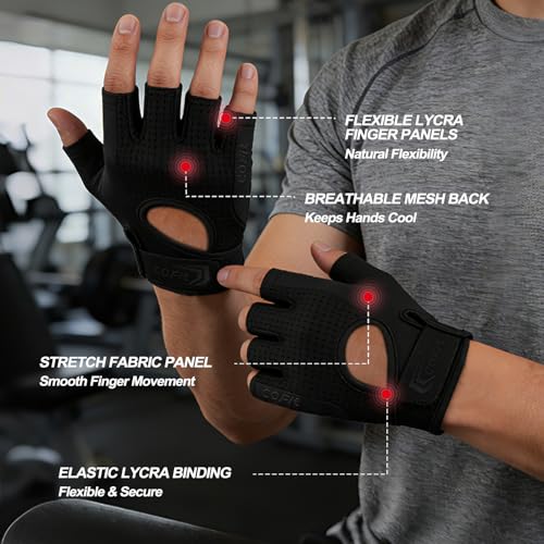 Gym Gloves for Men Women, Workout Gloves with 5MM Padded Palm, Fingerless Weight Lifting Gloves, Breathable Non-Slip Fitness Gloves for Training, Exercise - size: Small