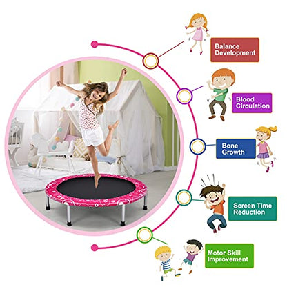 Giantex 36-Inch Mini Trampoline for Kids, ASTM Approved Foldable Rebounder Trampoline with Foamed Handle, Max Loaded 330 lbs, Indoor Safety Padded Fitness Trampoline