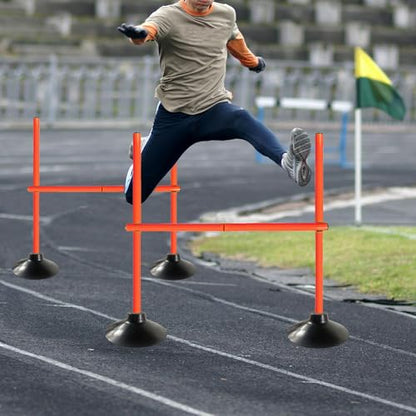 TNZMART 3.3 FT Agility Poles Adjustable Hurdles for Soccer Football Speed Training Equipment Track and Field - color: Orange, style: 6 groups