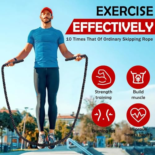 Weighted Jump Rope for Men Women, 1.5lb 2.8lb Heavy Jumping Ropes for Fitness, Adult Skipping Rope for Home Gym Exercise, Improve Strength and Building Muscle Workout Equipment