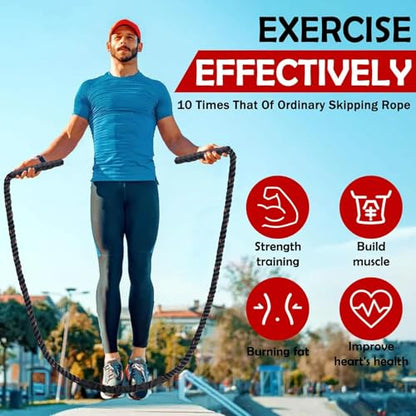 Weighted Jump Rope for Men Women, 1.5lb 2.8lb Heavy Jumping Ropes for Fitness, Adult Skipping Rope for Home Gym Exercise, Improve Strength and Building Muscle Workout Equipment