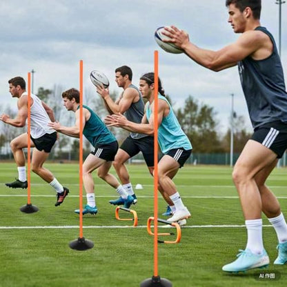 6 Pcs 5 FT Adjustable Agility Training Poles for Soccer,Basketball,Football, Horse,Dog-Speed and Agility Training Equipment Sports Training Poles with Rubber Bases and Bag