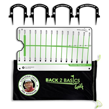 BACK 2 BASICS Golf Putting Mirror Compact Dual-Sided Alignment Trainer Tool - style: Pro Path Putting Mirror & Gates