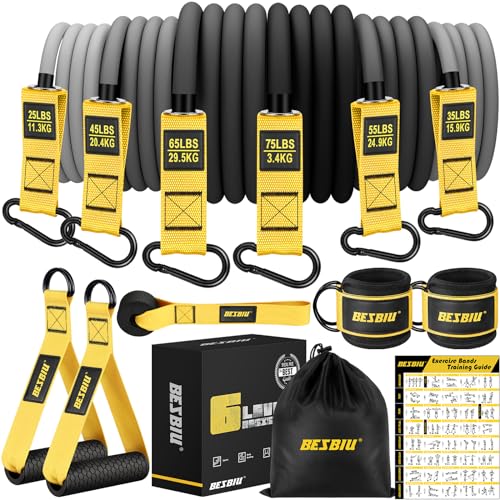Heavy Resistance Bands for Working Out, 300lbs/360lb/420lb Exercise Bands Workout Bands with Handles, Door Anchor, Ankle Straps, Home Gym Workout Equipment for Men Fitness Strength Training Stretching - color: Yellow, style: 300LBS