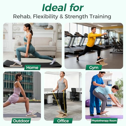 Slant Board for Calf Stretching, Wooden Slant Boards for Exercise, 300 Lbs Weight Capacity Squat Wedge, Premium Calf Stretcher, Physical Therapy Equipment for Rehab & Strength Training