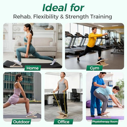Slant Board for Calf Stretching, Wooden Slant Boards for Exercise, 300 Lbs Weight Capacity Squat Wedge, Premium Calf Stretcher, Physical Therapy Equipment for Rehab & Strength Training