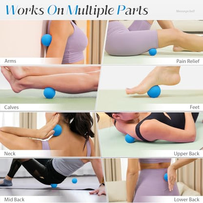 Massage Lacrosse Balls for Myofascial Release,Yoga Deep Tissue Massage,Trigger Point Therapy and Foot Plantar Fasciitis,Muscle Soreness Massager Ball (2 Packs) (Blue) - color: Blue