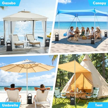 MoKo 120 LBS Zipper Top Sand Bags for Canopy Legs (Set of 4, Without Sand), Windproof Weight Bags with Silicone Handle for Gazebo Leg, Pop Up Canopy Tent Weights, Sandbags for Weight, Black