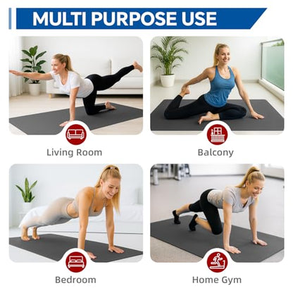 Stepwaver Extra Large Yoga Mat 6'x4'(1/3" & 1/4" Thick), Non-Slip, Ultra Durable, Wide Workout Mat, Wide Exercise Mats for Home Workouts, Yoga, Pilates, Stretching (Barefoot Exercise)