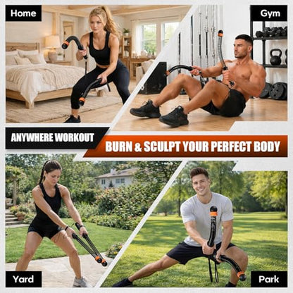 YEYES Weighted Ropeless Battle Ropes - Heavy Duty Cordless Workout Ropes with Steel Spring Resistance for HIIT & Home Gym, Compact Full Body Fitness Equipment for Men & Women(Black)