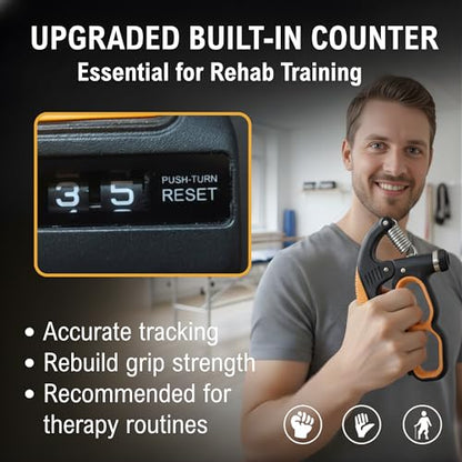 Grip Strength Trainer, 22-330Lbs Adjustable Resistance Forearm Strengthener, Hand Grip Strengthener with Counter, Heavy-Duty Grip Trainer for Wrist & Finger Exercise