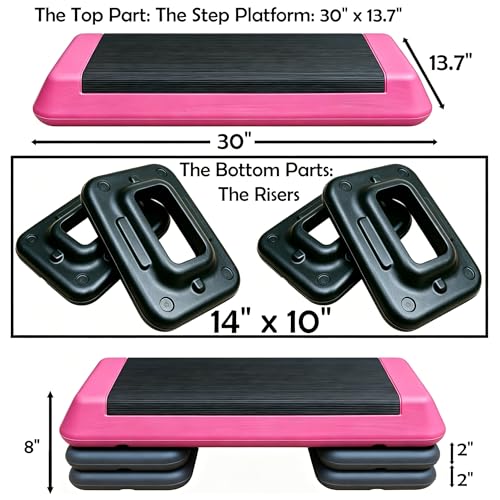Aerobic Step Platform Height Adjustable Workout Step - color: Double-layer Base-Rose & Black