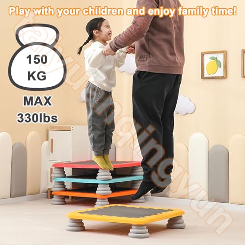 Sensory Trampoline for Autism Kids Indoor, 25 Inch Square Leaps and Rebounds Trampoline, Bouncing Board with Non-Slip Base, Mini Trampolines Bounce Board Jumping Toys, Max Loaded 165 lbs - color: Blue