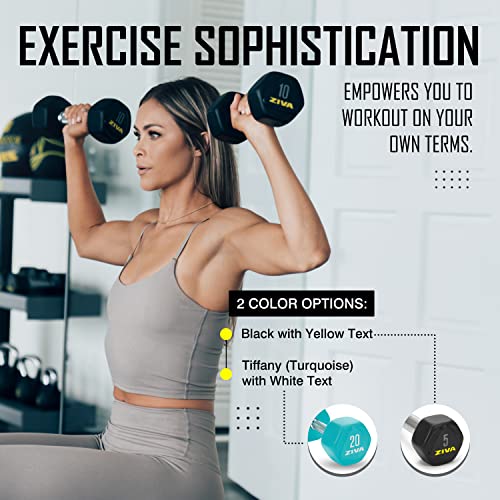 ZIVA Premium Hex Dumbbells – Commercial Grade Rubber Urethane Coated Free Weights for Strength Training, Weightlifting, Home Gym – Durable Steel Core – Sold in Pairs and Sets - style: b) 5lb BK