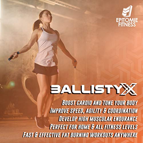 Ballistyx Jump Rope - Premium Speed Jump Rope with 360 Degree Spin, Steel Handles, Silicone Grips and 2 x Adjustable Cables - for Crossfit, Gym & Home Fitness Workouts & More