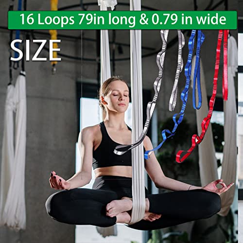 Aerial Yoga Hammock Daisy Chains Strap, Strong 22kN Adjustable with 10 Loops, No Stretch, Climbing Strap Nylon Chain Sling FOR Aerial Yoga,Swing, Hammock, Suspension, Exercise - color: Red, size: 79"×0.79"
