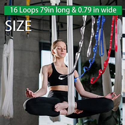 Aerial Yoga Hammock Daisy Chains Strap, Strong 22kN Adjustable with 10 Loops, No Stretch, Climbing Strap Nylon Chain Sling FOR Aerial Yoga,Swing, Hammock, Suspension, Exercise - color: Red, size: 79"×0.79"