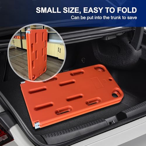 Emergency Foldable Spine Board Stretcher Kit with Head Immobilizer, Neck Brace, Spider Straps, Orange PE 2-Fold Water Floating Stretcher for First Responders & Emergency Services (2 Folds) - size: 2 Folds
