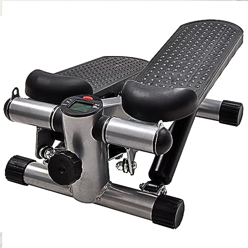 BalanceFrom Mini Stepper Exercise Machine, 300 Pound Weight Capacity – Compact Home Gym Equipment with Resistance Bands, LCD Monitor, Adjustable Height, and Non-Slip Footplates