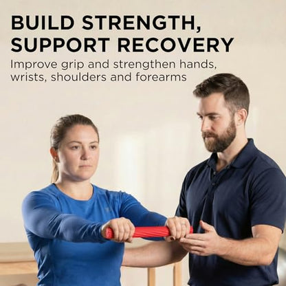 THERABAND FlexBar Resistance Bar, Light, Red Flex Therapy Bar for Physical Therapy, Wrist & Forearm Exercise Equipment, Non Slip Grip, Compact Design - color: Red - Light, style: New Version