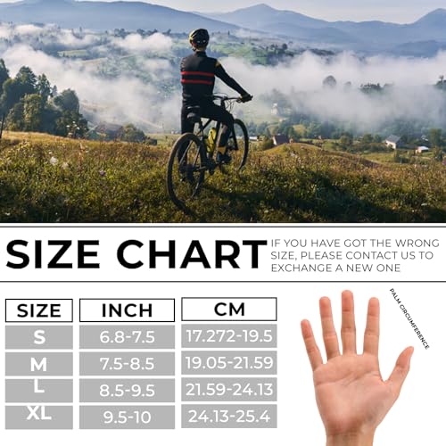 WESTWOOD FOX Cycling Gloves for Men Women, Full Finger, Anti-Slip Touchscreen Breathable Mountain Bike Gloves for MTB Riding, BMX, ATV,Road Racing,Bicycle.Climbing and Outdoor Sports