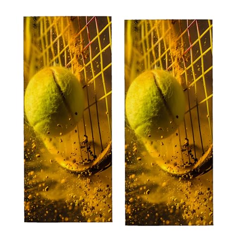 Tennis Hand Towel for Bathroom 2 Pack,Soft Microfiber Face Towels for Bath,Kitchen,Spa,and Gym,Decorative Absorbent Polyester Towels,Perfect for Home or Hotel Decor 14.5x28in - color: Tennis20