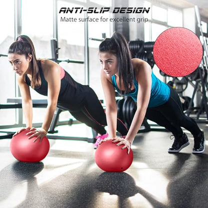 Cikyner Soft Pilates Ball, Small Exercise Ball 9 Inch Mini Gym Ball with Inflatable Straw, Suitable for Pilates, Yoga, Full Body Training, Physical Therapy and Balance improving at Home, Gym & Office - color: Red