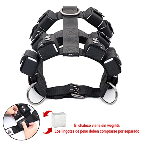 Dog Harness for Small Medium Large Dogs No Pull, Dog Weighted Vest, Tactical Dog Harness for Pit Bulls with Pockets (Adjustable Weight) - Weight Loss, Exercise, Walking, Muscle