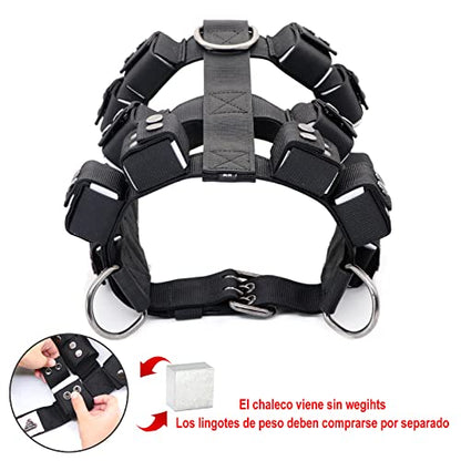 Dog Harness for Small Medium Large Dogs No Pull, Dog Weighted Vest, Tactical Dog Harness for Pit Bulls with Pockets (Adjustable Weight) - Weight Loss, Exercise, Walking, Muscle