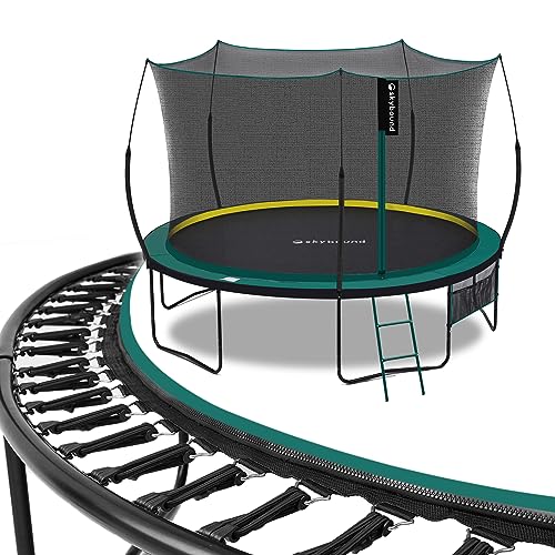 SkyBound 14 FT 12 FT 10FT 8FT 6FT Springless Trampoline for Kids and Adults - Recreational Trampolines with AntiRust Coating - Bungee Cords Outdoor Trampoline for Kids - No-Gap Design Zipper System - color: Green, size: 12 FT | 5 Legs