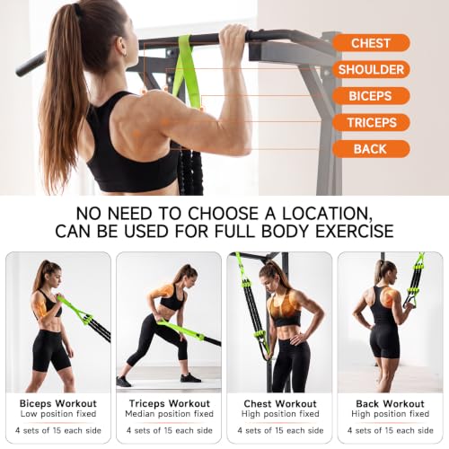 Innstar Pull Up Assistance Bands, Heavy Duty Resistance Band for Pull Up Assist, Adjustable Resistance 165-265lbs with Fabric Feet/Knee Rest, Pull Up Bands Assistance Bands - color: Green 265lbs adjustable