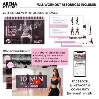 Fabric Booty Bands - Fabric Exercise Bands for Legs and Butt | Fabric Resistance Bands | Hip Resistance Bands with Workout Guide and Carry Case