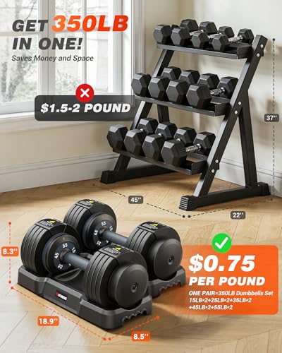 Adjustable Dumbbells Set of 2, 1 Hand Adjustable Weights Dumbbell Set and Workout Bench, 25/55/80lb Pair Weight Set For Home Gym Suit both Men and Women, Compact for Small Space Apartment Room - color: Classic-55lbs-Gray Dumbbells+Bench