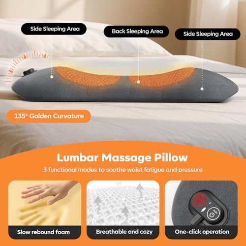 Rechargeable Cordless Lower Back Massager with Heat & Vibration - 3-in-1 Dynamic Lumbar Traction Device for Spine Decompression, Comfort & Muscle Tension Relief
